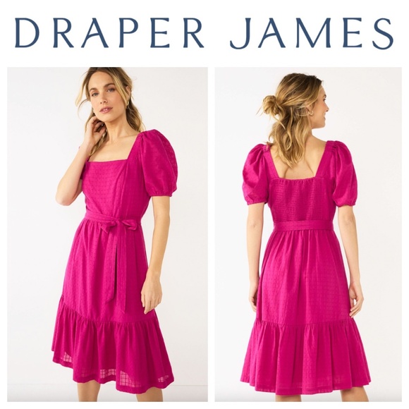 Draper James Dresses & Skirts - New Draper James RSVP Dress Sz XXL 2X 18 20 Pink Fuchsia Puff Slv Belted Tiered